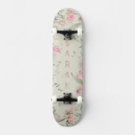 Skateboard Peonía y Mariposas Sage Estética