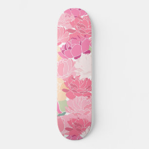 Skateboard Peonías rosadas jardín floral flores femeninas