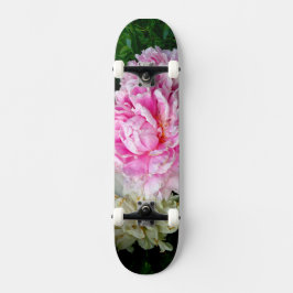 Skateboard Peonias rosas y blancas