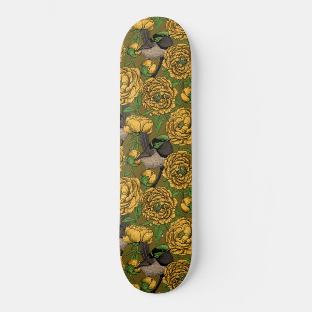 Skateboard Peonies y wrens (Anverso)