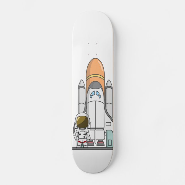 Skateboard Pequeño astronauta y nave espacial (Anverso)