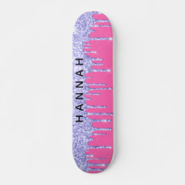 Skateboard Perforaciones moradas purpurinas Rosa caliente per