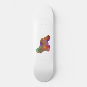 Skateboard perro american cocker spaniel silueta en acuarela