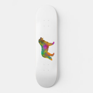 Skateboard perro bernes de montaña silueta en acuarela