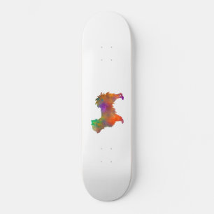 Skateboard perro chihuahua silueta en acuarela