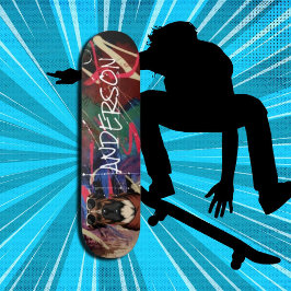 Skateboard Perro familiar retro moderno lindo personalizado