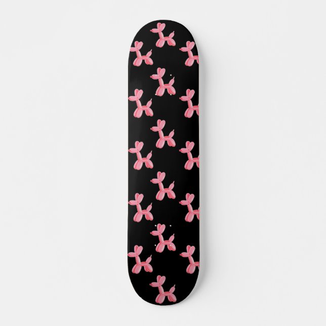 Skateboard Perro Globo Divertido Patrón Rosa y Negro (Anverso )