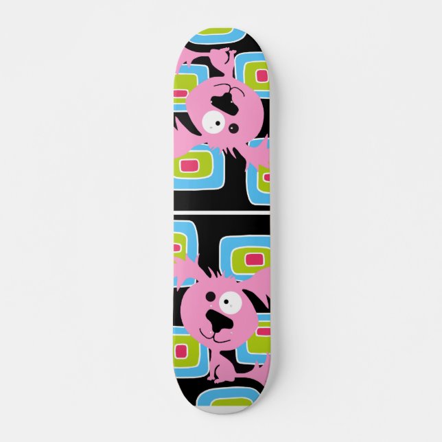 Skateboard Perro retro rosado de Bubblegum (Anverso )