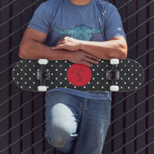 Skateboard Personalizable Elegante Patrón Polkadot