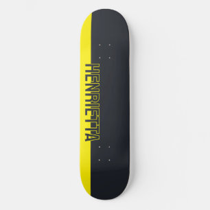 Skateboard Personalizable gris y amarillo sólido