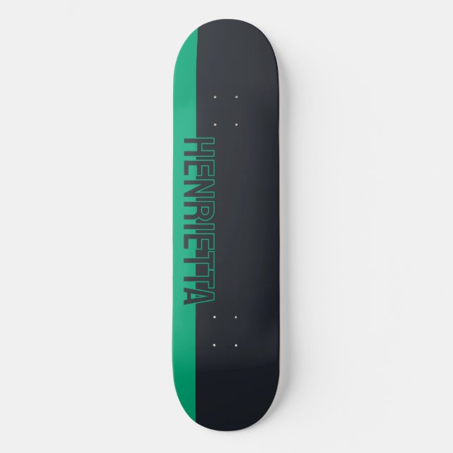 Skateboard Personalizable gris y verde sólido (Anverso)