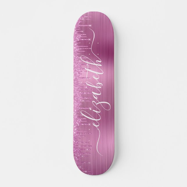 Skateboard personalizada con Purpurina rosado (Anverso )
