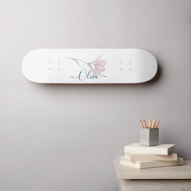 Skateboard personalizada de acuarela floral - Pers (Arte de pared (horz))