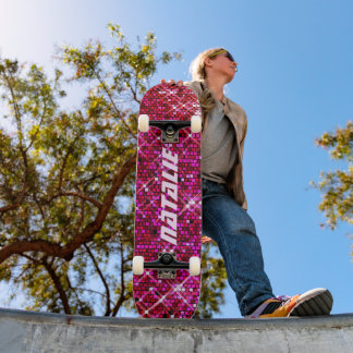 Skateboard personalizada de bola de disco rosado