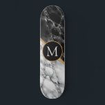Skateboard Personalizada su carta Piedra de mármol de patinaj<br><div class="desc">Patinetas personalizadas con diseño de piedra de mármol blanco negro - Añade tu carta / o año - edad / número / más - con herramienta de personalización !</div>