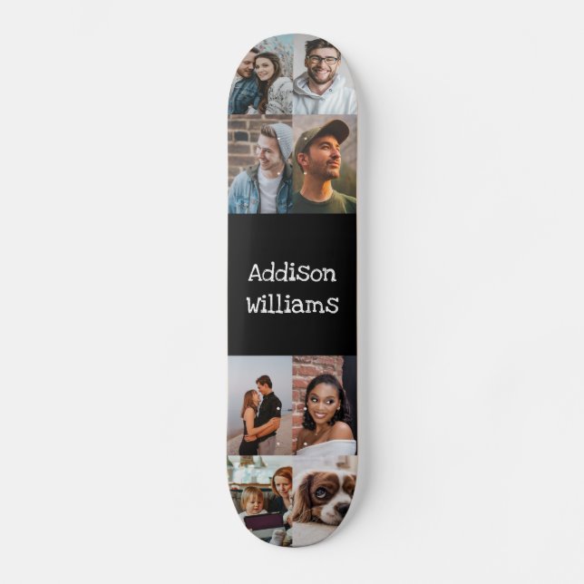 Skateboard Personalizado 8 Colección de fotos Nombre personal (Anverso)