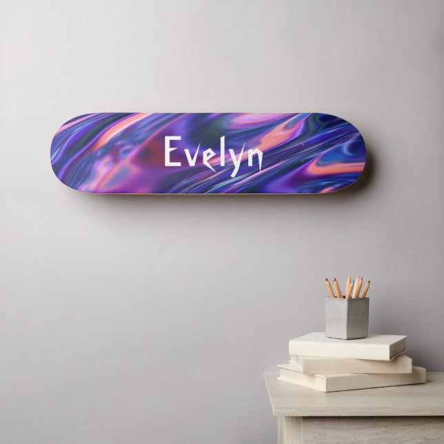 Skateboard Personalizado Añadir nombre púrpura Resumen Ciberp (Arte de pared (horz))
