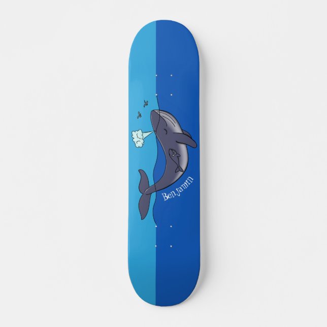 Skateboard Personalizado caprichoso de ballenas y terneros (Anverso )