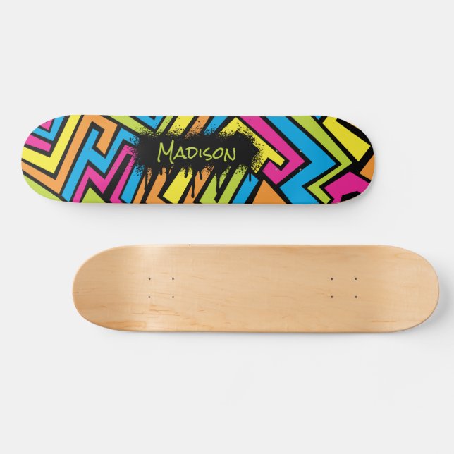 Skateboard Personalizado Colorido Neon Graffiti Street Art Pa (Horz)