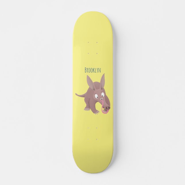 Skateboard Personalizado de aardvark gracioso (Anverso )