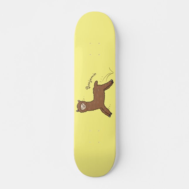 Skateboard Personalizado de alpaca marrón feliz (Anverso )
