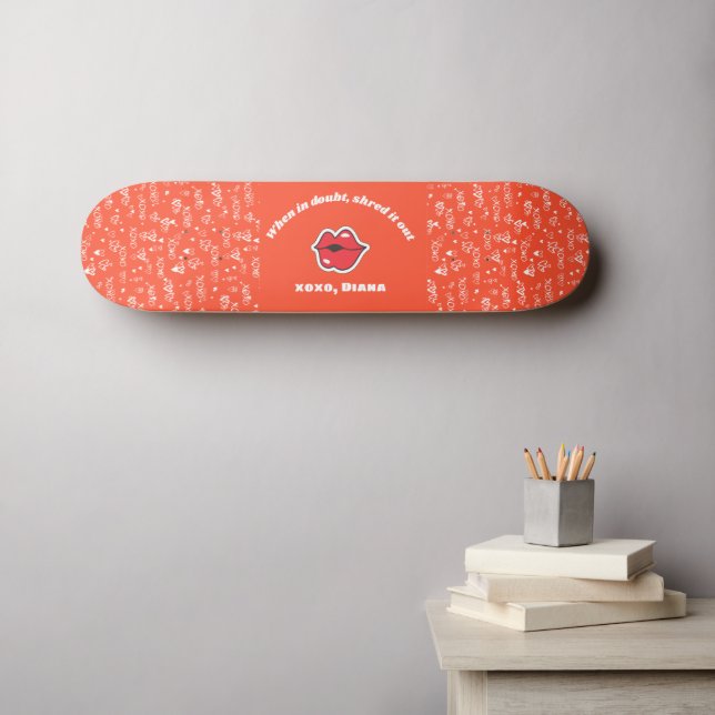 Skateboard personalizado de amor rojo (Arte de pared (horz))