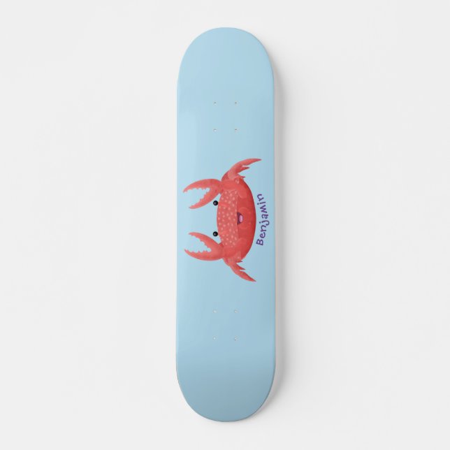 Skateboard Personalizado de cangrejo rojo lindo ilustracion (Anverso )