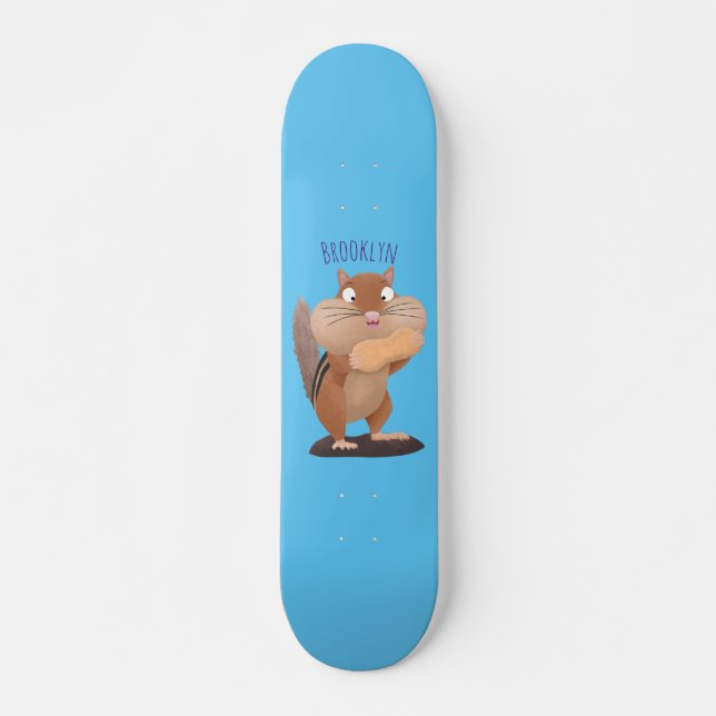 Skateboard Personalizado de chipmunk de grandes mejillas grac (Anverso )