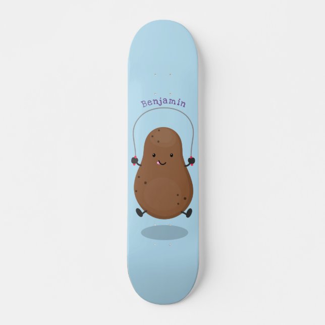 Skateboard Personalizado de cuerda de saltar de patata feliz (Anverso )