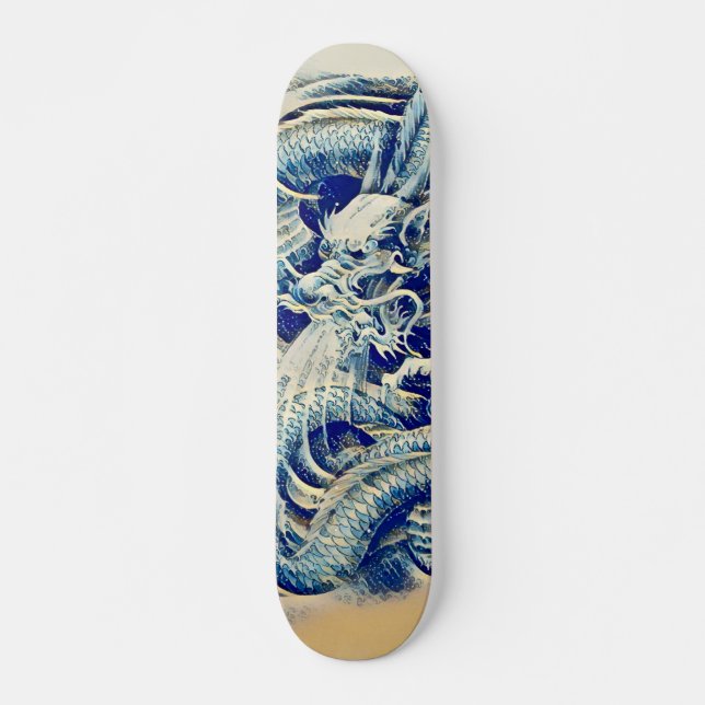 Skateboard Personalizado de dragón de ola de Samurai Oriental (Anverso )