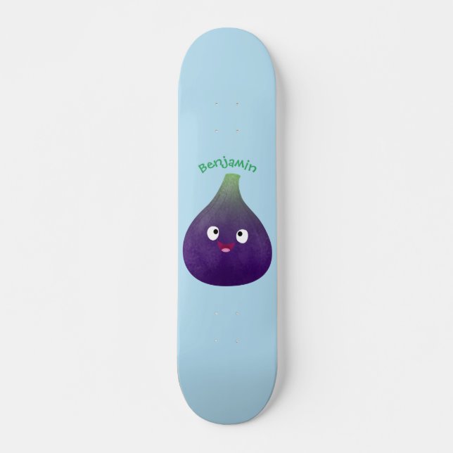 Skateboard Personalizado de fruta púrpura feliz (Anverso )