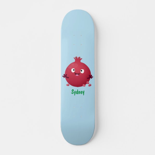 Skateboard Personalizado de frutas pomegranadas alegres (Anverso )