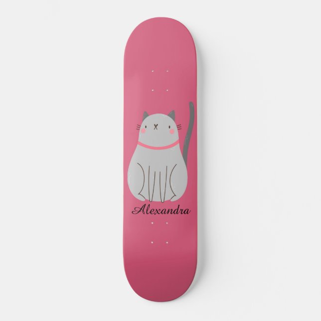 Skateboard Personalizado de gato bonito (Anverso)