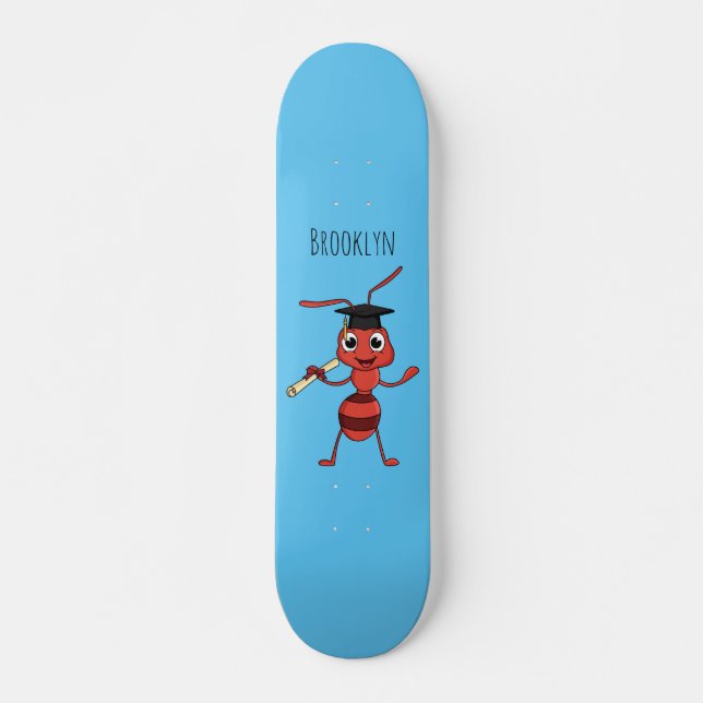 Skateboard Personalizado de hormiga roja feliz (Anverso )