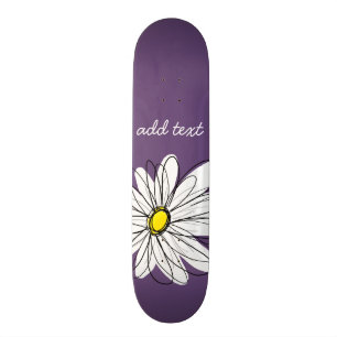 Skateboard Personalizado de margarita y marrón amarilla