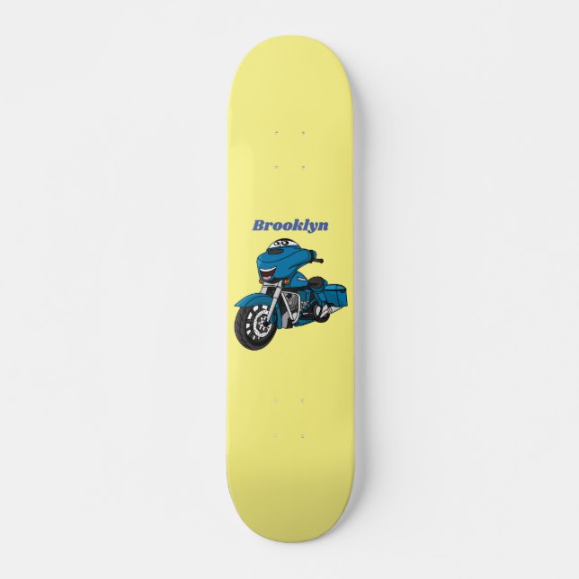 Skateboard Personalizado de moto azul feliz (Anverso )