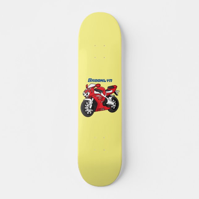 Skateboard Personalizado de motocicleta roja (Anverso )