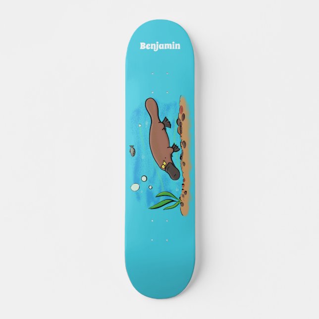 Skateboard Personalizado de natación de Platypus Cute (Anverso )