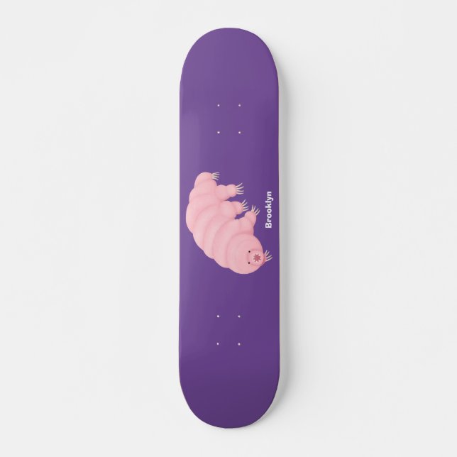 Skateboard Personalizado de oso de agua tardígrado rosa y sua (Anverso )