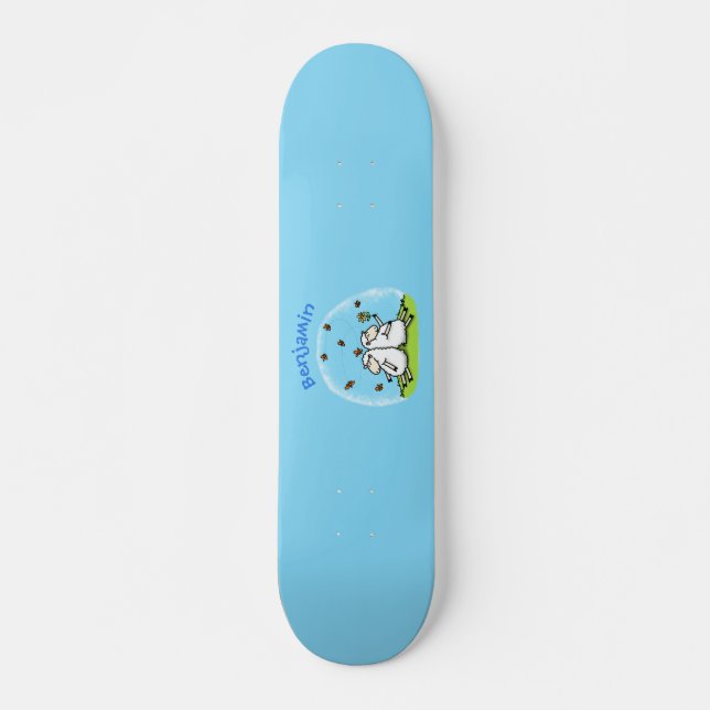 Skateboard Personalizado de ovejas y mariposas (Anverso )