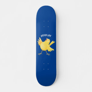 Skateboard Personalizado de pájaro canario amarillo cantando