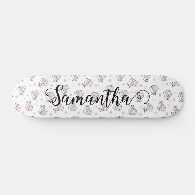 Skateboard Personalizado de patrón de Navidades de invierno d (Horz)