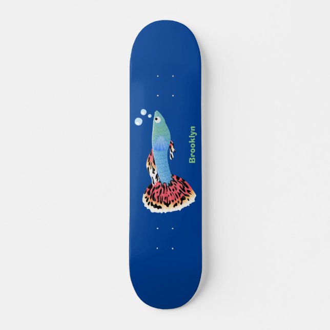 Skateboard Personalizado de peces tropicales adormilados (Anverso )