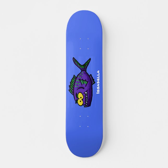 Skateboard Personalizado de pescado piraña (Anverso )