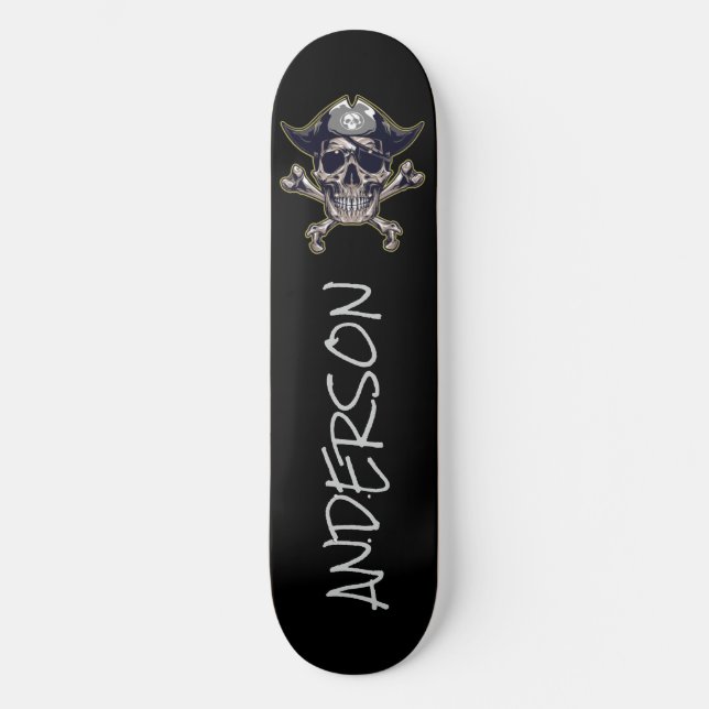Skateboard personalizado de piratas cruzados de hu (Anverso)