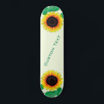 Skateboard personalizado de texto y colores con gi<br><div class="desc">Art Sunflowers - Agrega tu texto / nombre / año / número / logotipo / más - elige / agrega tu fondo y colores favoritos !</div>