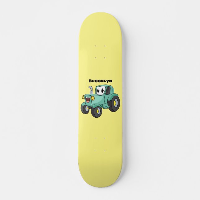 Skateboard Personalizado de tractores verde feliz  (Anverso )