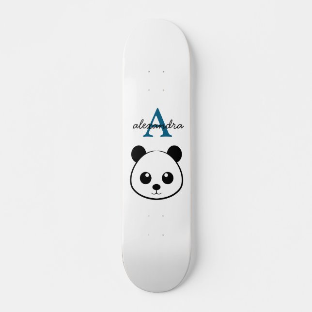 Skateboard Personalizado del oso del panda lindo Monograma Fo (Anverso )