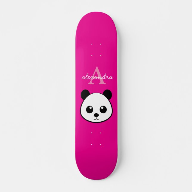 Skateboard Personalizado del oso del panda lindo Monograma fo (Anverso )