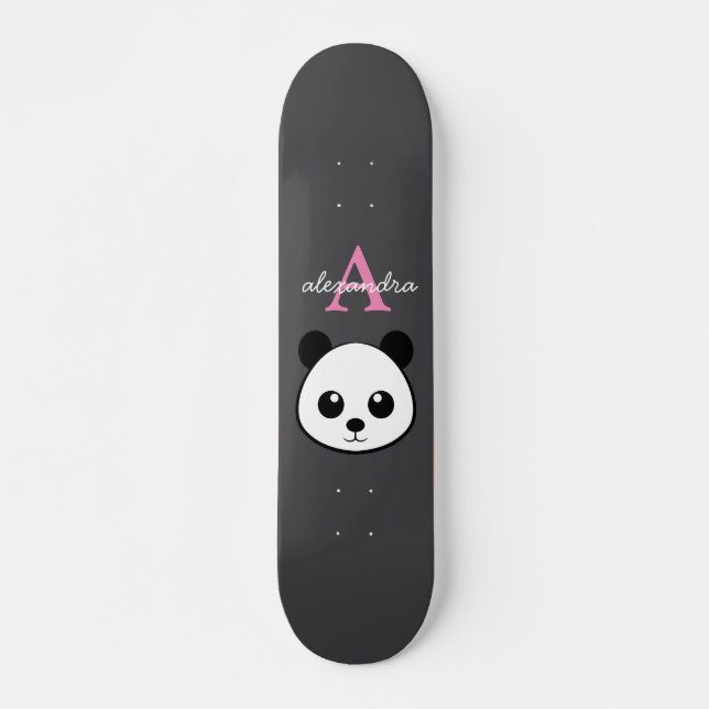 Skateboard Personalizado del oso del panda lindo Monograma Fo (Anverso )